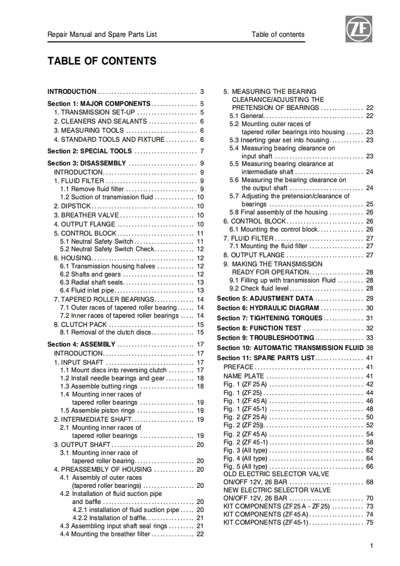 采埃孚RepairManualZF25A_ZF25_ZF45A_ZF45-1code310.01.00[1]变速箱维修手册